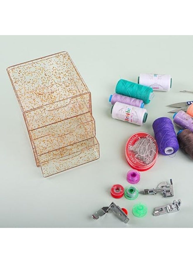 منظم أدراج أكريليك شفاف تسمح للك رؤيه ما بداخله  بثلاث ادراج مع نقاط ذهبية لامعة، لتخزين والمجوهرات،ويمكن استخدامه في اي مكان ومتعدد الاستخدامات وسهل التنظيف - Image 4